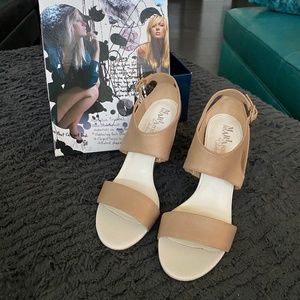 Maria Sharapova By Cole Haan Arlington Sandstone Metallic Leather Open Toe Pump